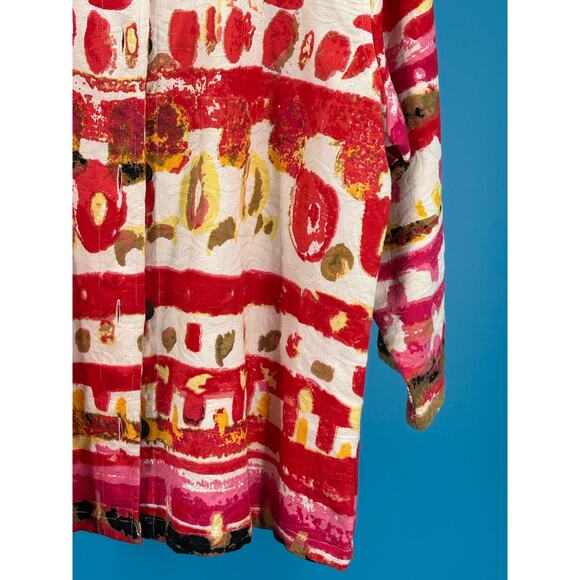 Choices Weekend‎ Career Women's Large White Floral 5-Button 3/4 Sleeve Jacket - Picture 6 of 10